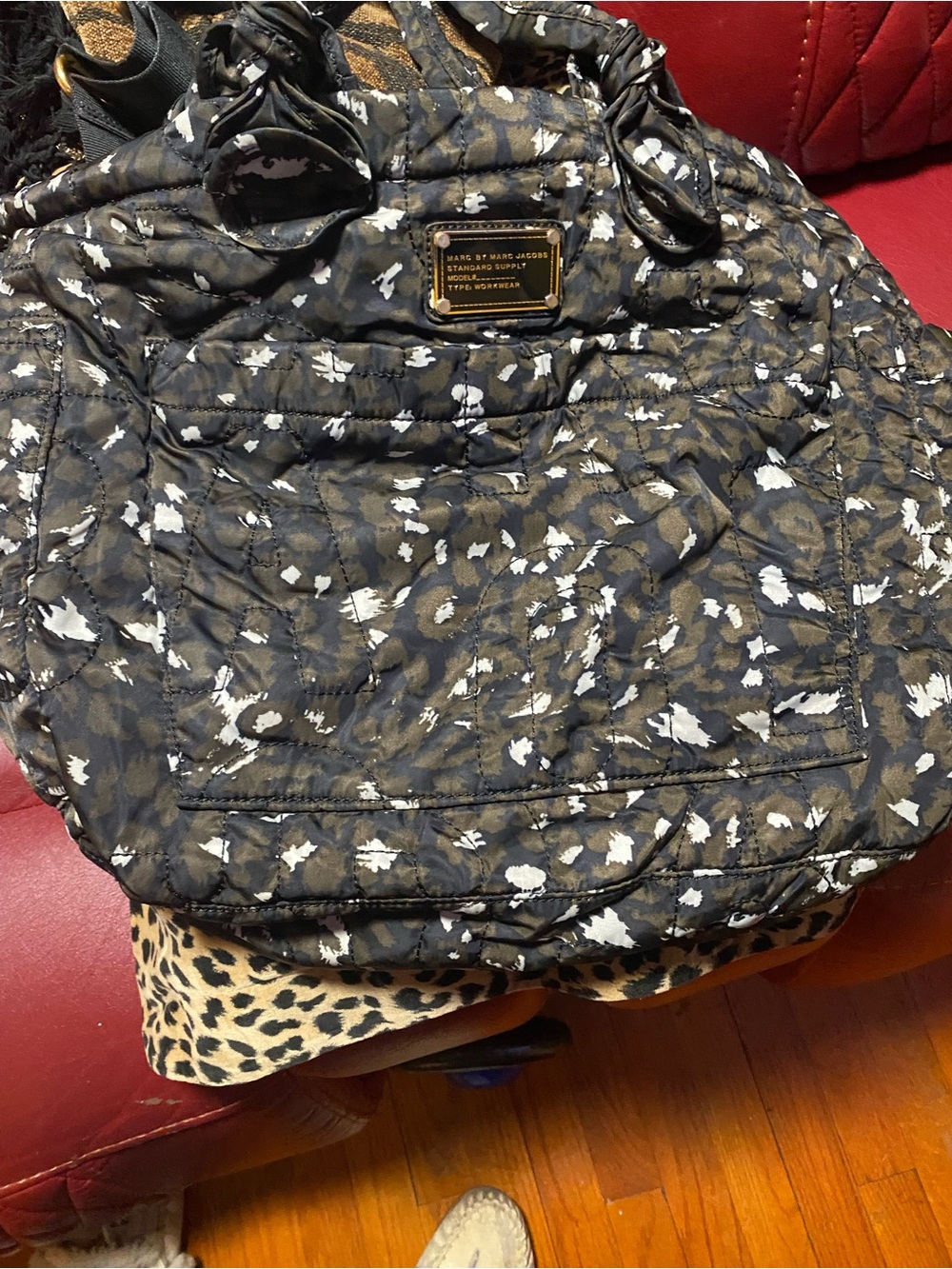 Marc by Marc Jacobs 22” Black Quilted Tote with White Print